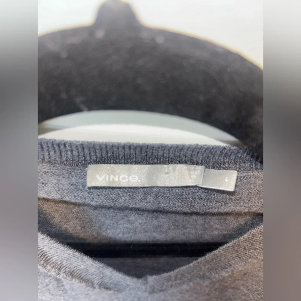 Vince | Gray Wool Elbow Patch V-neck Sweater Sz L